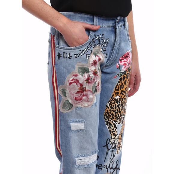 NWT Dolce & Gabbana Tiger Floral Jeans Prints & Embroideries IT 44 L - Picture 4 of 7